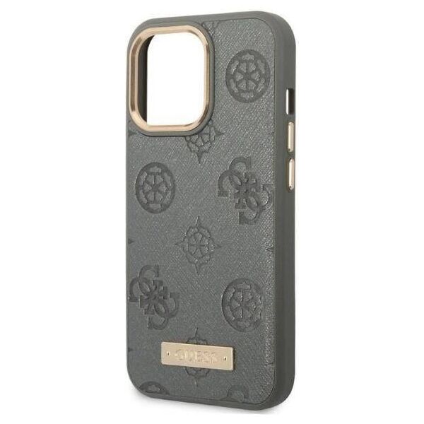 Original Case IPHONE 13 PRO Guess Hardcase Peony Logo Plate MagSafe (GUHMP13LSAPSTG) gray 3666339056797