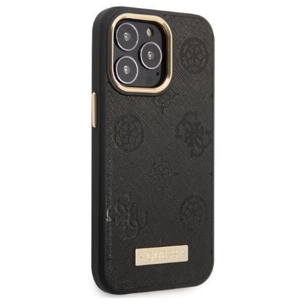 Original Case IPHONE 13 PRO Guess Hardcase Peony Logo Plate MagSafe (GUHMP13LSAPSTK) black 3666339056674