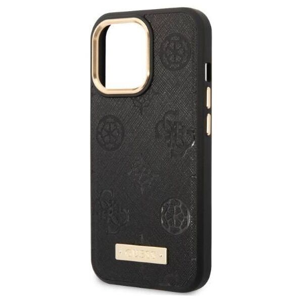 Original Case IPHONE 13 PRO Guess Hardcase Peony Logo Plate MagSafe (GUHMP13LSAPSTK) black 3666339056674