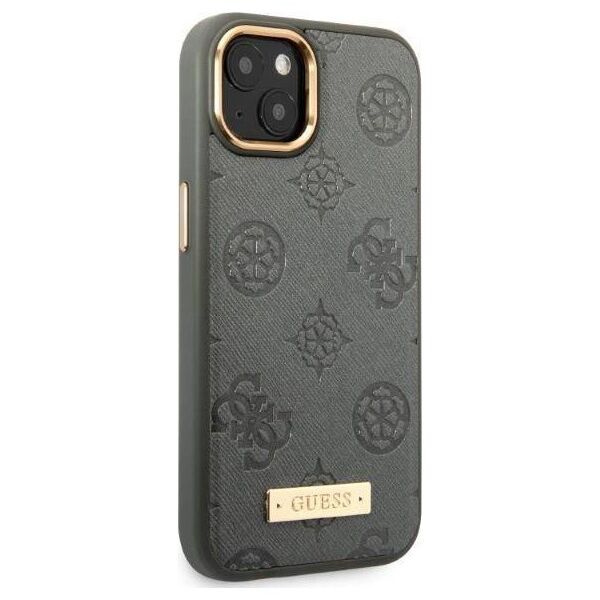 Original Case IPHONE 13 Guess Hardcase Peony Logo Plate MagSafe (GUHMP13MSAPSTG) gray 3666339056780