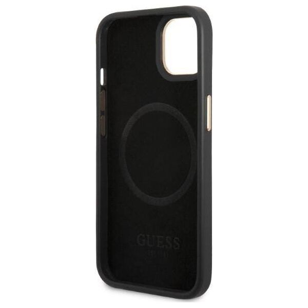 Original Case IPHONE 13 Guess Hardcase Peony Logo Plate MagSafe (GUHMP13MSAPSTK) black 3666339056667