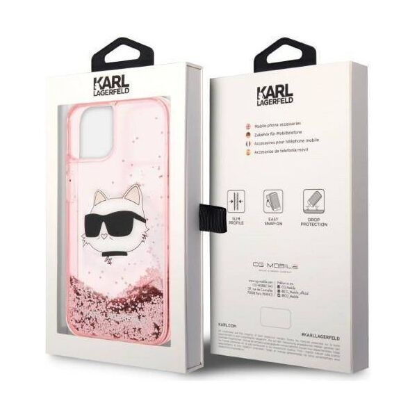 Original Case IPHONE 14 PLUS Karl Lagerfeld Hardcase Glitter Choupette Head (KLHCP14MLNCHCP) pink 3666339086978