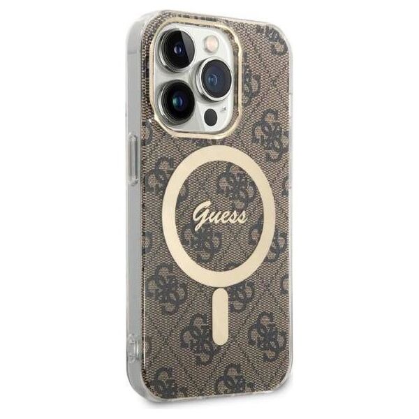 Original Case IPHONE 14 PRO MAX Guess Hardcase 4G Print MagSafe + Wireless Charger (GUBPP14LH4EACSK) brown 3666339102920