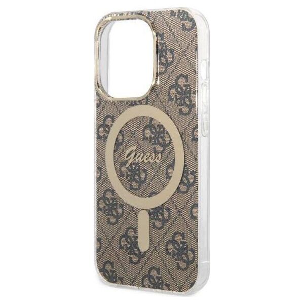 Original Case IPHONE 14 PRO MAX Guess Hardcase 4G Print MagSafe + Wireless Charger (GUBPP14LH4EACSK) brown 3666339102920