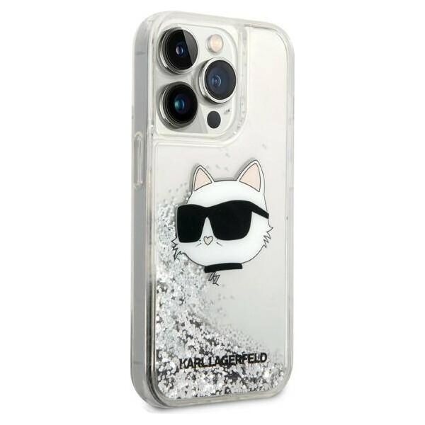 Original Case IPHONE 14 PRO Karl Lagerfeld Hardcase Glitter Choupette Head (KLHCP14LLNCHCS) silver 3666339086947