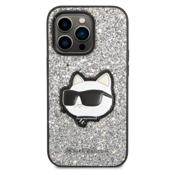 Original Case IPHONE 14 PRO MAX Karl Lagerfeld Hardcase Glitter Choupette Patch (KLHCP14XG2CPS) silver 3666339099466