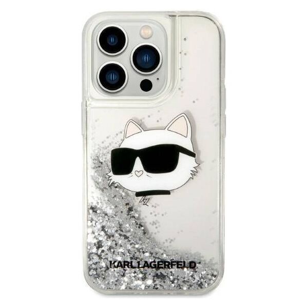 Original Case IPHONE 14 PRO MAX Karl Lagerfeld Hardcase Glitter Choupette Patch (KLHCP14XLNCHCS) silver 3666339086954