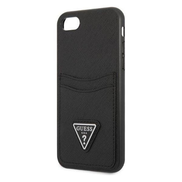 Original Case IPHONE SE 2022 / SE 2020 / 7 / 8 Guess Hardcase Saffiano Triangle Logo Cardslot black 3666339050177