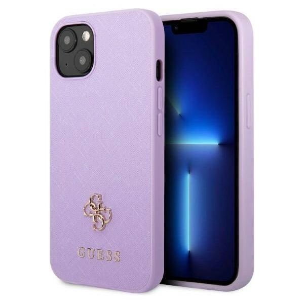 Original Case IPHONE 13 MINI Guess Hardcase Saffiano 4G Small Metal Logo purple 3666339048044