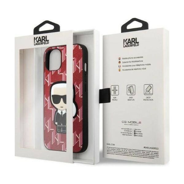 Original Case IPHONE 13 Karl Lagerfeld Hardcase Monogram Ikonik Patch red 3666339049416