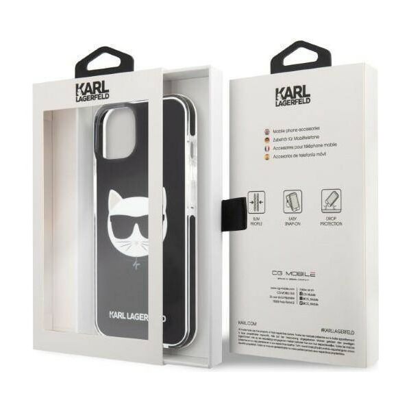Original Case IPHONE 13 Karl Lagerfeld Hardcase Choupette Head black 3666339048495