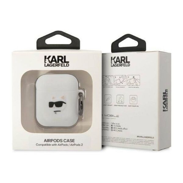 Case APPLE AIRPODS Karl Lagerfeld Silicone Choupette Head 3D white 3666339087920