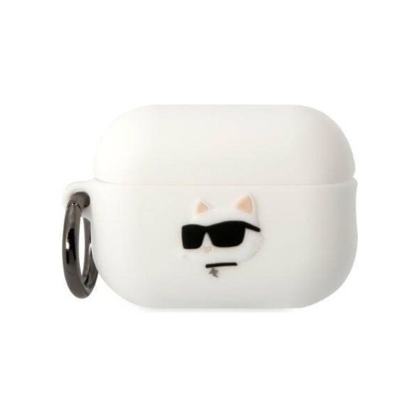 Case APPLE AIRPODS PRO 2 Karl Lagerfeld Silicone Choupette Head 3D white 3666339099275