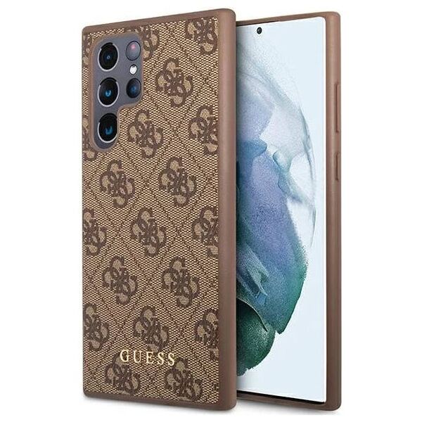Original Case SAMSUNG GALAXY S23 ULTRA Guess Hard Case 4G Metal Gold Logo (GUHCS23LG4GFBR) brown 3666339117009