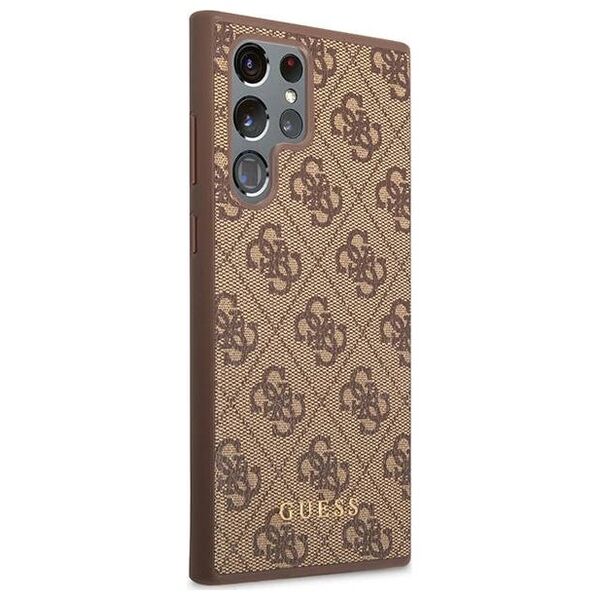 Original Case SAMSUNG GALAXY S23 ULTRA Guess Hard Case 4G Metal Gold Logo (GUHCS23LG4GFBR) brown 3666339117009