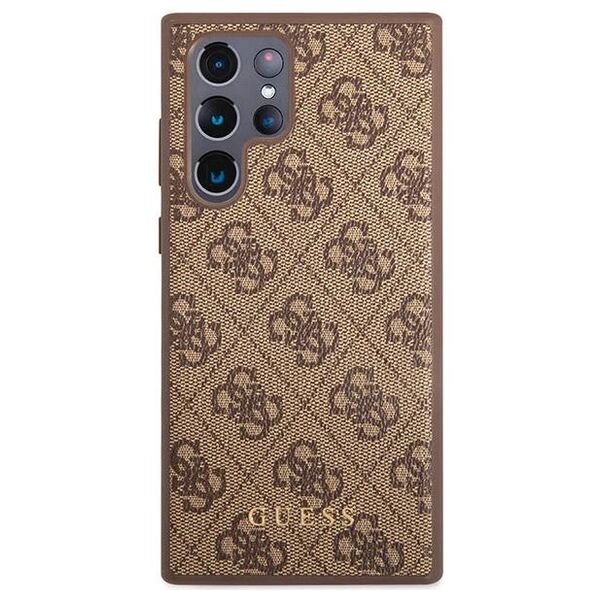 Original Case SAMSUNG GALAXY S23 ULTRA Guess Hard Case 4G Metal Gold Logo (GUHCS23LG4GFBR) brown 3666339117009