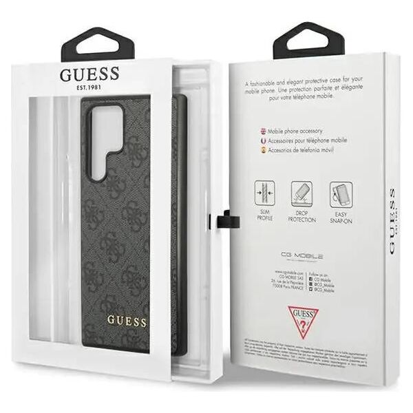 Original Case SAMSUNG GALAXY S23 ULTRA Guess Hard Case 4G Metal Gold Logo (GUHCS23LG4GFGR) gray 3666339116972