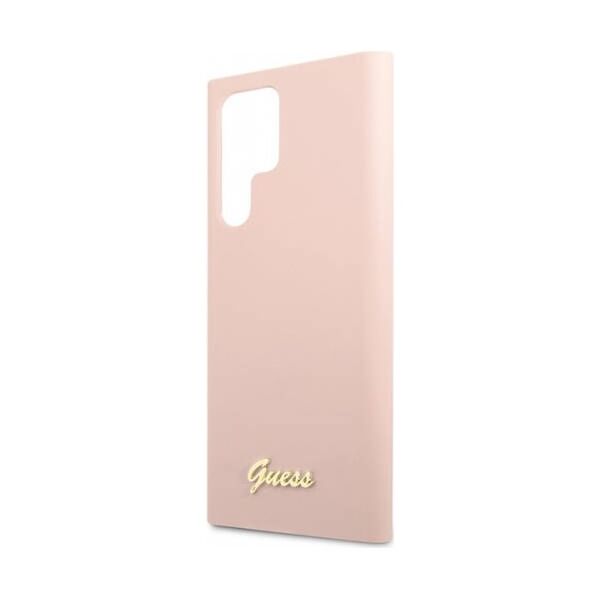 Original Case SAMSUNG GALAXY S23 ULTRA Guess Hardcase Silicone Script Metal Logo (GUHCS23LLSLMGPP) pink 3666339115043