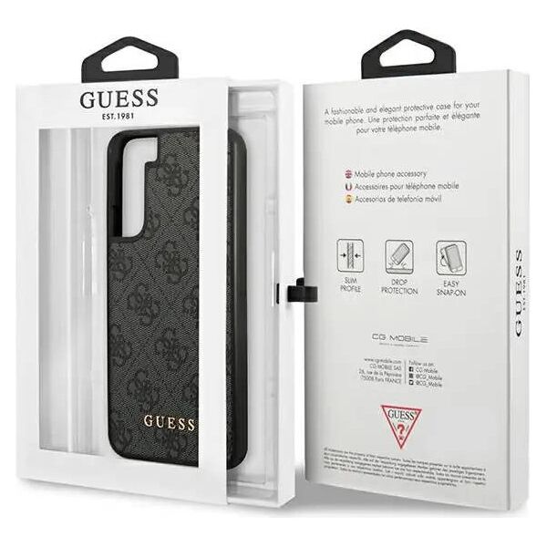 Original Case SAMSUNG GALAXY S23 Guess Hard Case 4G Metal Gold Logo (GUHCS23SG4GFGR) gray 3666339116958