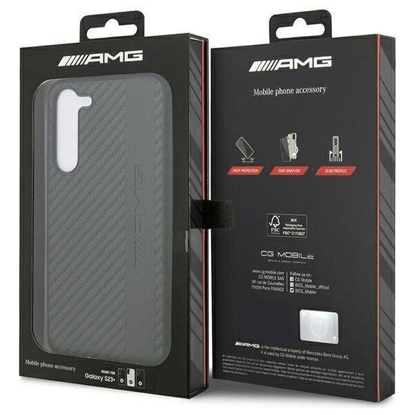 Case SAMSUNG GALAXY S23+ Mercedes AMG Hardcase Carbon Stripe&Embossed (AMHCS23MBLSCA) black 3666339113100