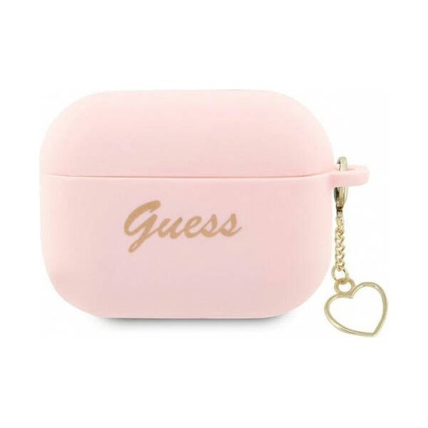 Original Case APPLE AIRPODS PRO 2 Guess Silicone Charm Heart Collection (GUAP2LSCHSP) pink 3666339111014