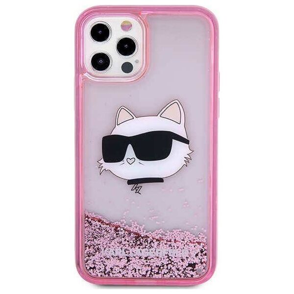 Original Case IPHONE 12 / 12 PRO Karl Lagerfeld Hardcase Glitter Choupette Head (KLHCP12MLNCHCP) pink 3666339119065