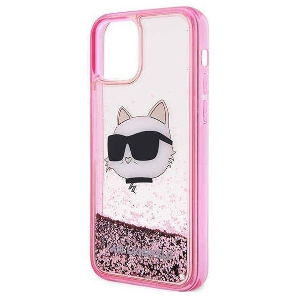 Original Case IPHONE 12 / 12 PRO Karl Lagerfeld Hardcase Glitter Choupette Head (KLHCP12MLNCHCP) pink 3666339119065