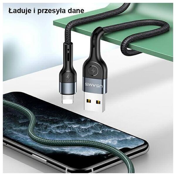 Cable 2A 1m USB - Lightning Usams U55 SJ448USB01 (US-SJ448) black 6958444912509