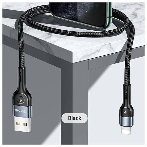 Cable 2A 1m USB - Lightning Usams U55 SJ448USB01 (US-SJ448) black 6958444912509