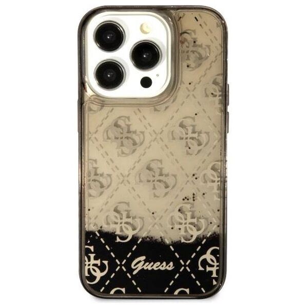Original Case IPHONE 14 PRO Guess Hardcase Liquid Glitter 4G Transculent (GUHCP14LLC4PSGK) black 3666339116217