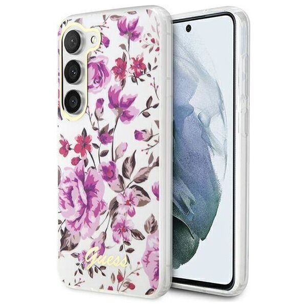 Original Case SAMSUNG GALAXY S23 Guess Flower Collection (GUHCS23SHCFWST) white 3666339117283