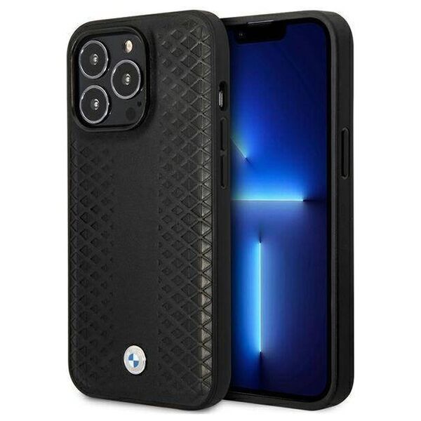 Original Case IPHONE 14 PRO BMW Leather Diamond Pattern MagSafe (BMHMP14L22RFGK) black 3666339089009