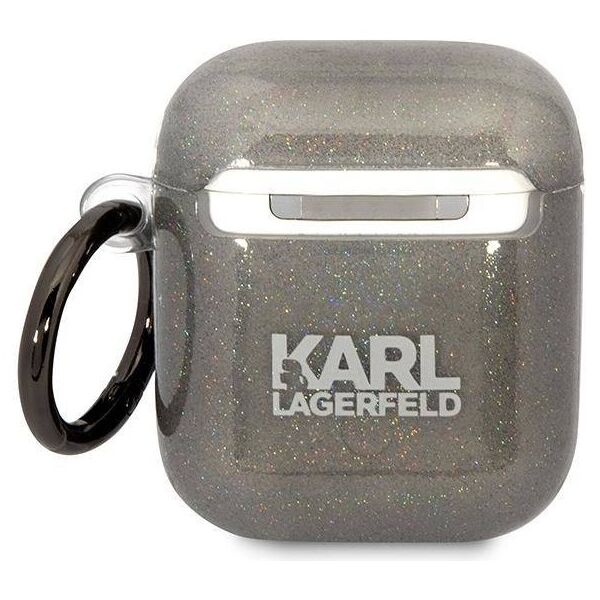 Original Case APPLE AIRPODS Karl Lagerfeld Gliter Karl&Choupette (KLA2HNKCTGK) black 3666339088132