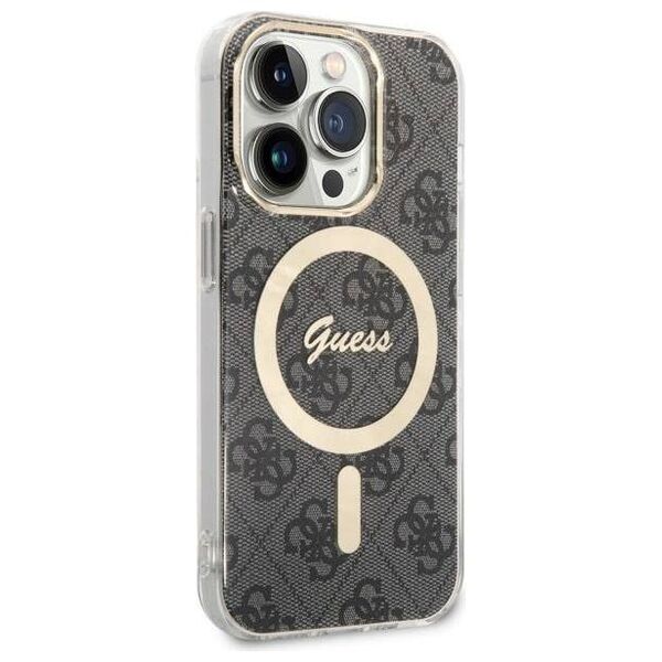 Original Case IPHONE 14 PRO Guess Hardcase 4G MagSafe (GUHMP14LH4STK) black 3666339118228