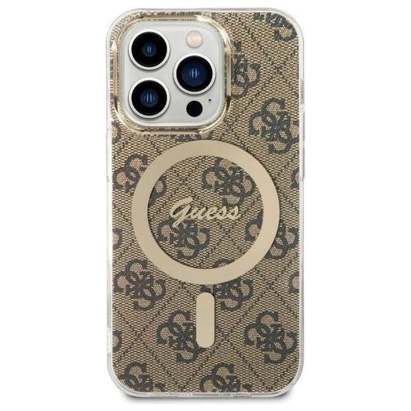 Original Case IPHONE 14 PRO Guess Hardcase 4G MagSafe (GUHMP14LH4STW) brown 3666339126896