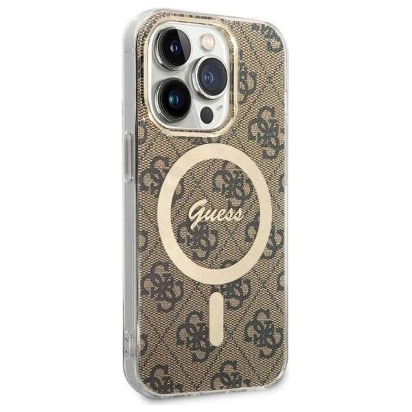 Original Case IPHONE 14 PRO Guess Hardcase 4G MagSafe (GUHMP14LH4STW) brown 3666339126896