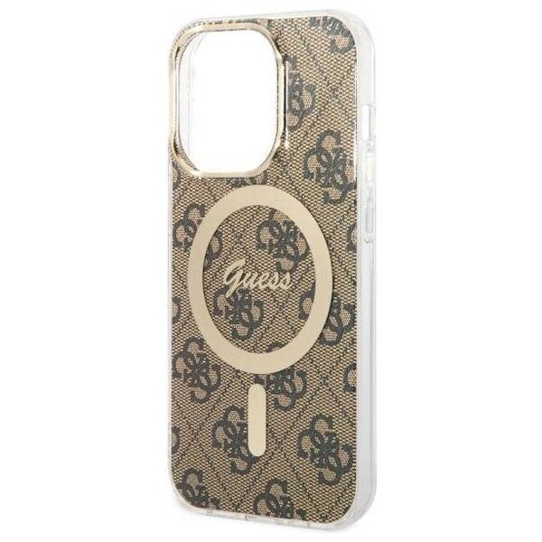 Original Case IPHONE 14 PRO Guess Hardcase 4G MagSafe (GUHMP14LH4STW) brown 3666339126896