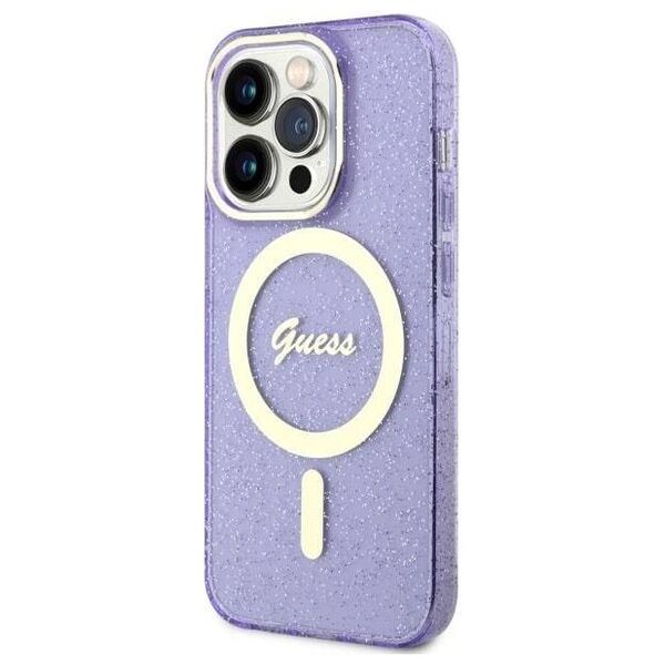 Original Case IPHONE 14 PRO Guess Hardcase Glitter Gold MagSafe (GUHMP14LHCMCGU) purple 3666339125684