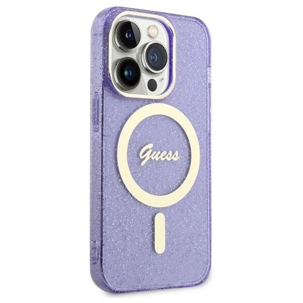 Original Case IPHONE 14 PRO Guess Hardcase Glitter Gold MagSafe (GUHMP14LHCMCGU) purple 3666339125684