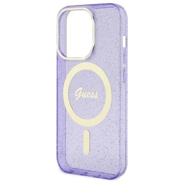 Original Case IPHONE 14 PRO Guess Hardcase Glitter Gold MagSafe (GUHMP14LHCMCGU) purple 3666339125684