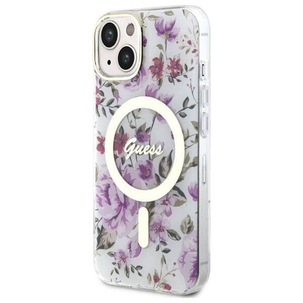 Original Case IPHONE 14 PLUS Guess Hardcase Flower MagSafe (GUHMP14MHCFWST) transparent 3666339115647