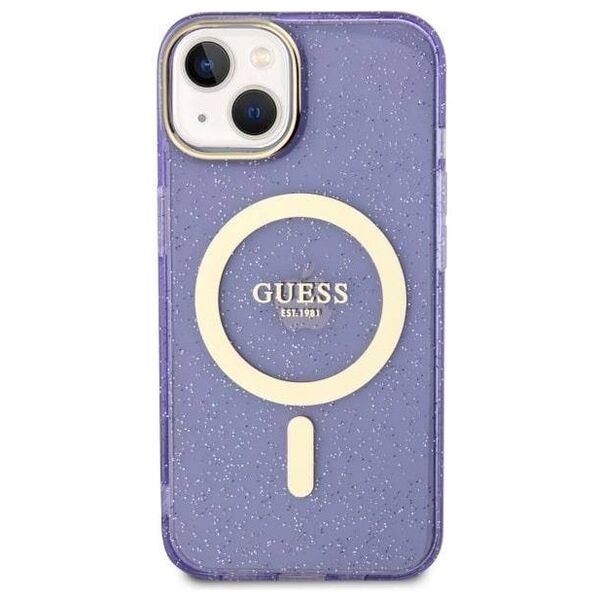 Original Case IPHONE 14 PLUS Guess Hardcase Glitter Gold MagSafe (GUHMP14MHCMCGU) purple 3666339125677