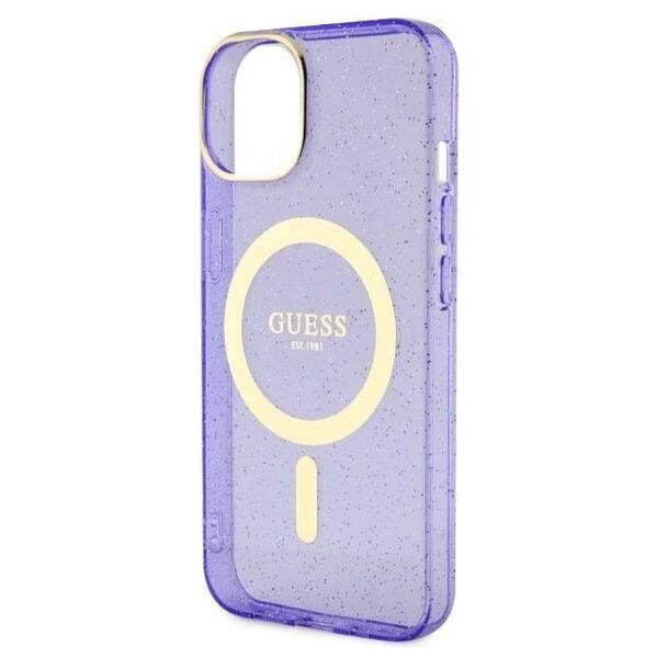 Original Case IPHONE 14 PLUS Guess Hardcase Glitter Gold MagSafe (GUHMP14MHCMCGU) purple 3666339125677