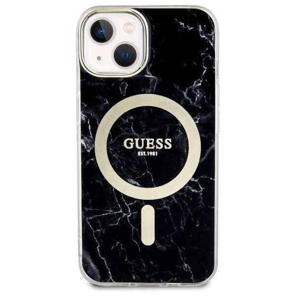 Original Case IPHONE 14 PLUS Guess Hardcase Marble Magsafe (guhmp14mpcumak) black 3666339127251
