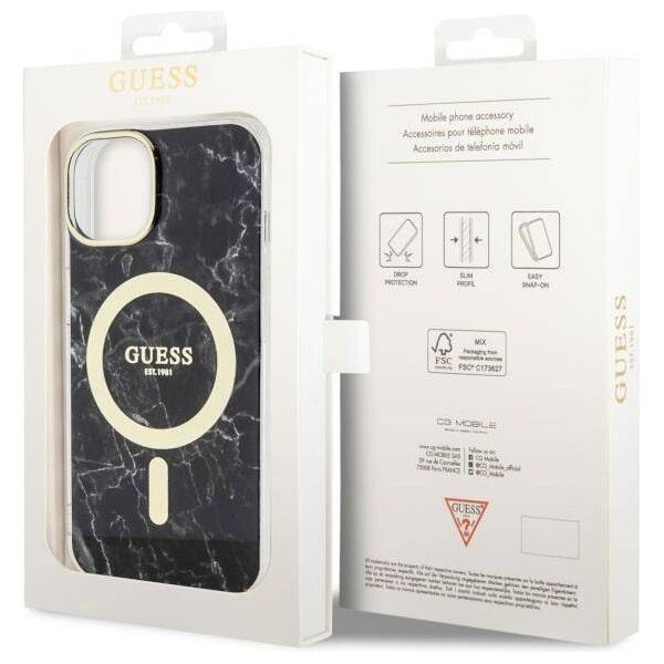 Original Case IPHONE 14 PLUS Guess Hardcase Marble Magsafe (guhmp14mpcumak) black 3666339127251