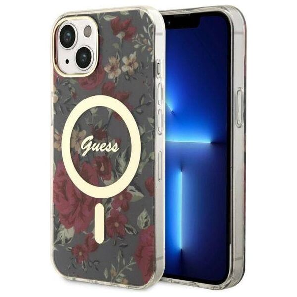 Original Case IPHONE 14 Guess Hardcase Flower MagSafe (Guhmp14shcfwsa) green 3666339115593
