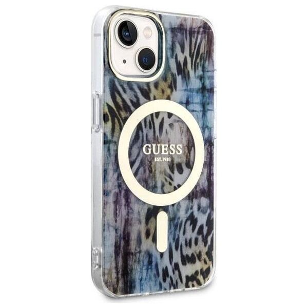 Original Case IPHONE 14 Guess Hardcase Leopard MagSafe (GUHMP14SHLEOPWB) blue 3666339115715