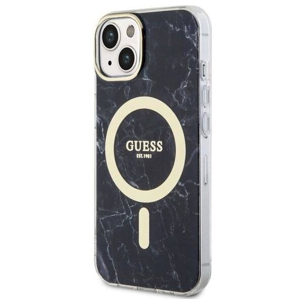 Original Case IPHONE 14 Guess Hardcase Marble MagSafe (GUHMP14SPCUMAK) black 3666339127244