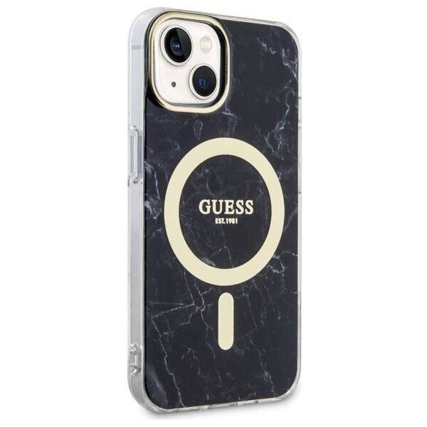 Original Case IPHONE 14 Guess Hardcase Marble MagSafe (GUHMP14SPCUMAK) black 3666339127244