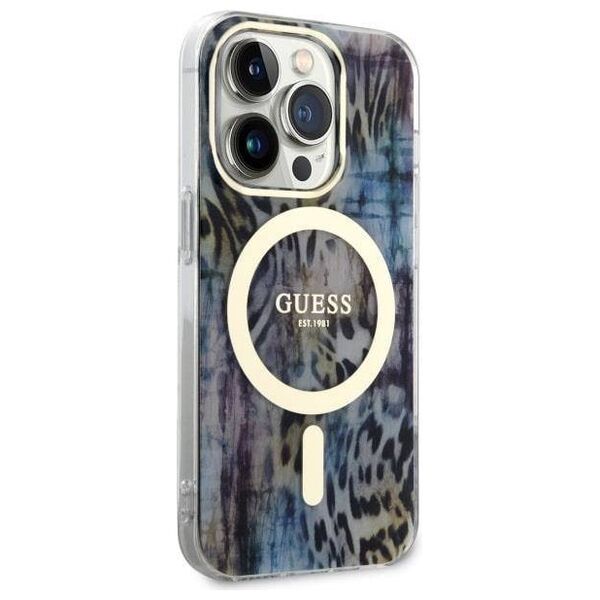 Original Case IPHONE 14 PRO MAX Guess Hardcase Leopard MagSafe (GUHMP14XHLEOPWB) blue 3666339115746